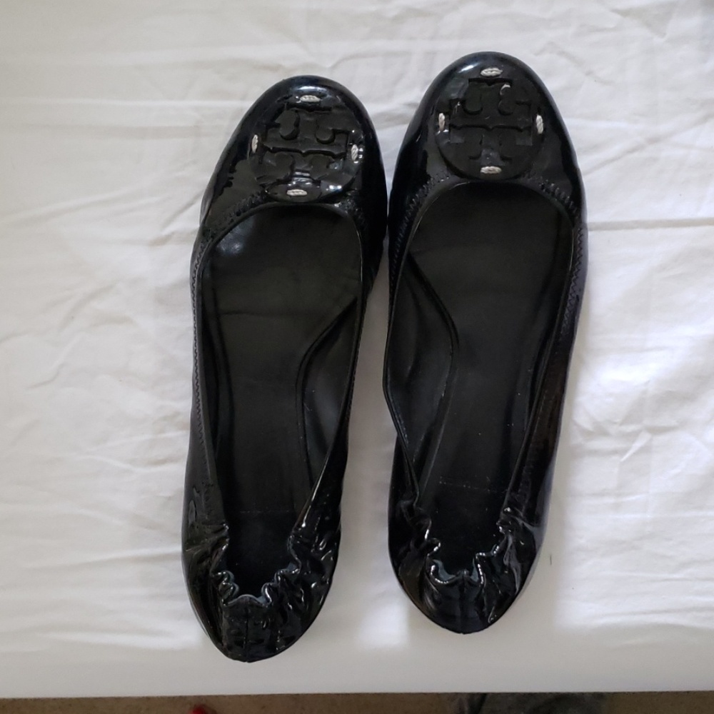 Tory Burch Black Patent Reva Flat